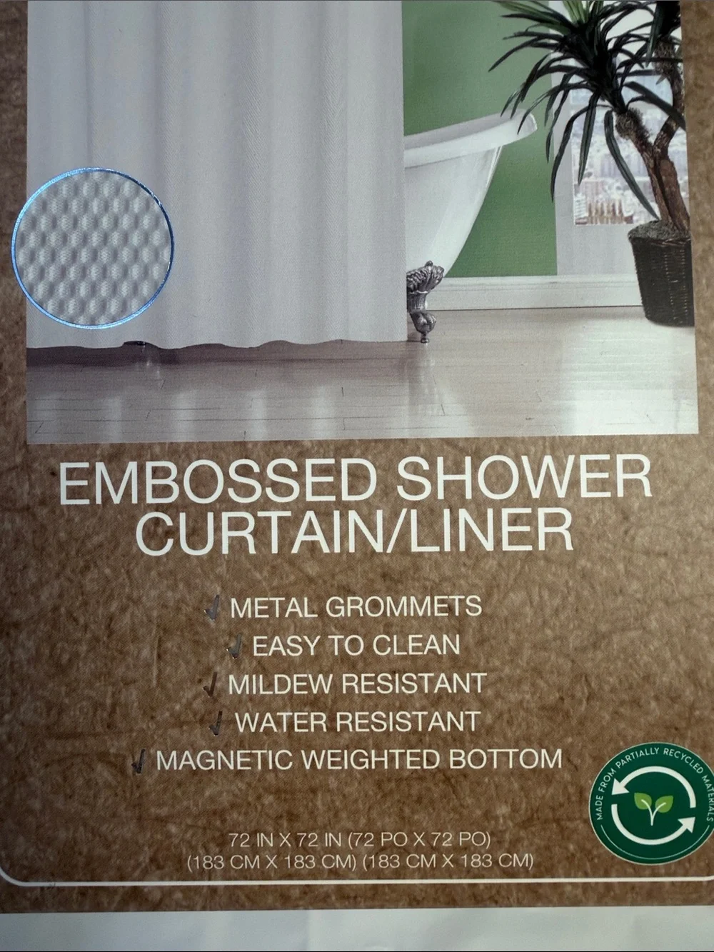 The Pura Collection Embossed White Shower Curtain Liner
